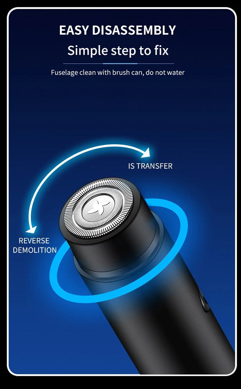 Mini barbeador elétrico portátil, fabricante de cabelo auto-assistente, recarr
