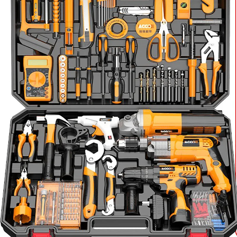 Ferramentas domésticas multifuncionais, combinação de hardware industrial, ferramentas elétricas, manutenção doméstica completa, caixa universal