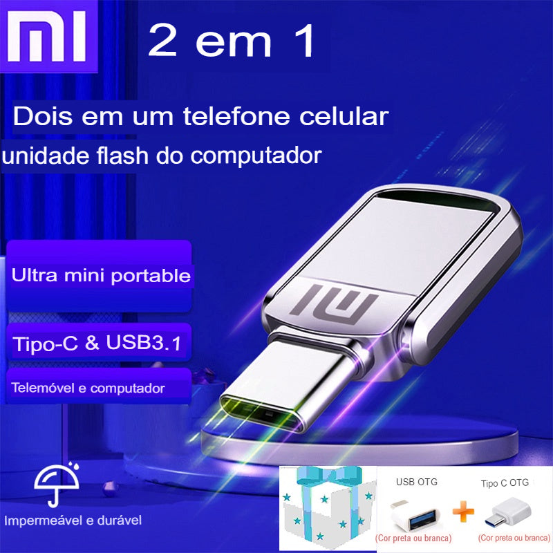 Lançamento da Xiaomi , Novo, Xiaomi Disco de Metal U Memoria Stick, 2TB, 64GB, 512GB, 1TB, 2 em 1 OTG, USB 3.1, Pen Drives, 1024GB