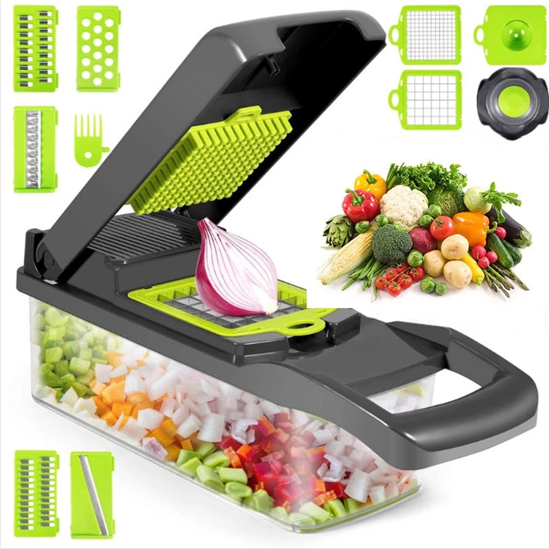 Cortador de Legumes Multifuncional de Aço Inoxidável Vermelho