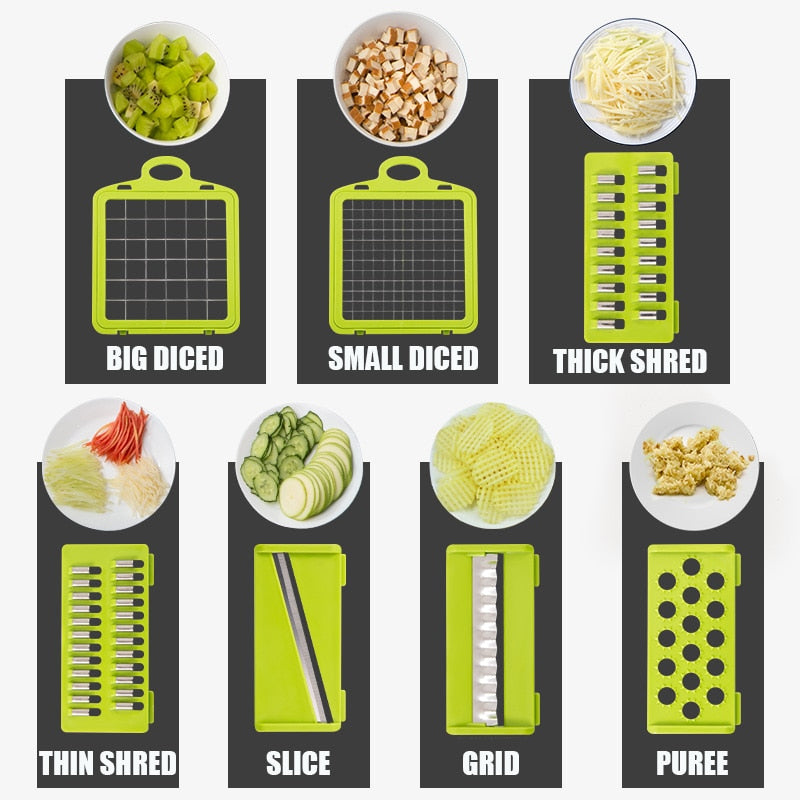 Cortador de Legumes Multifuncional de Aço Inoxidável Vermelho