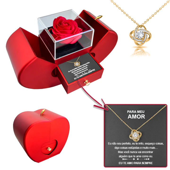 Colar de Prata 925 Com Rosa Real - Para Meu Amor - ou presente para sua querida mãe