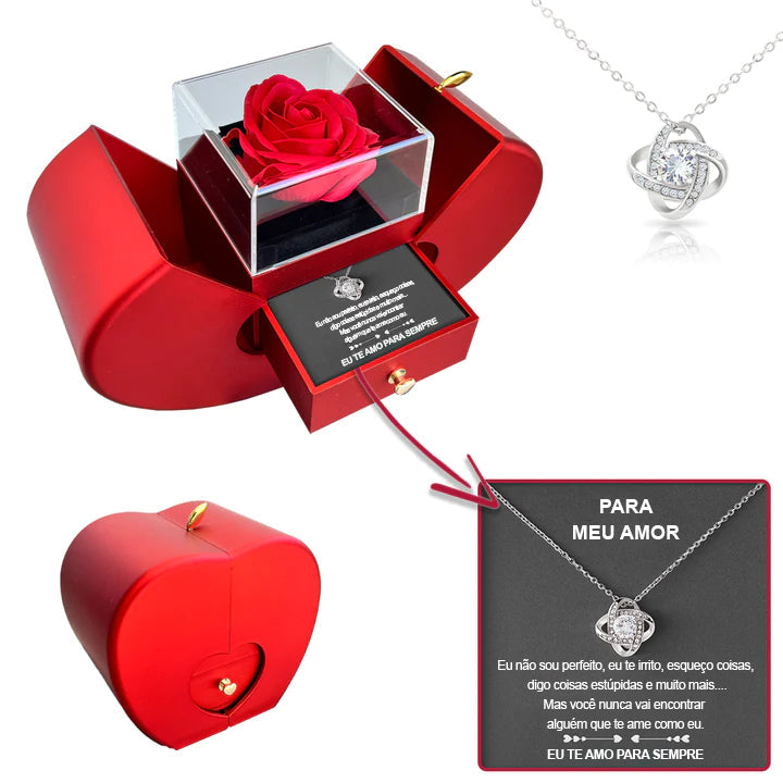 Colar de Prata 925 Com Rosa Real - Para Meu Amor - ou presente para sua querida mãe